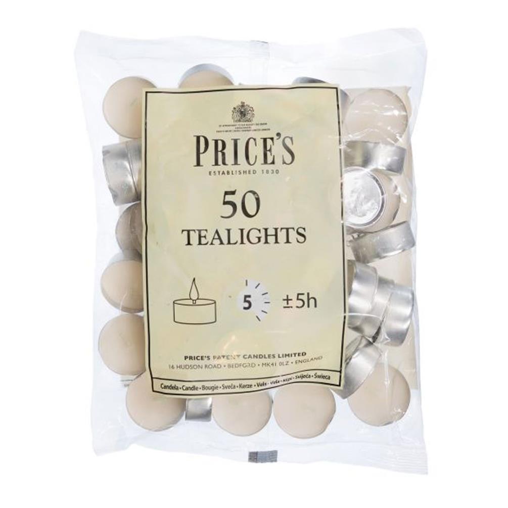 Price's White Unscented Tealights (Pack of 50) £6.79